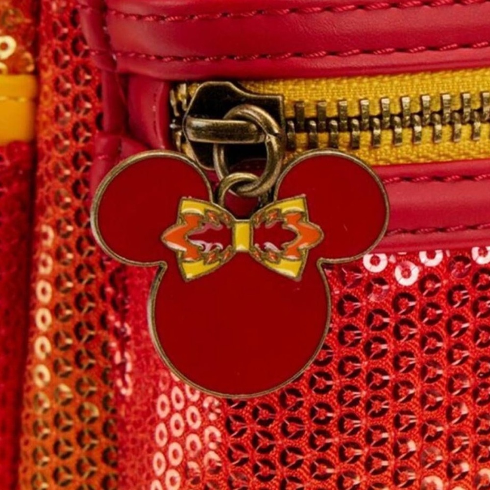 New Loungefly Exclusive Fall Minnie Mouse Sequin Backpack - Picture 4 of 6